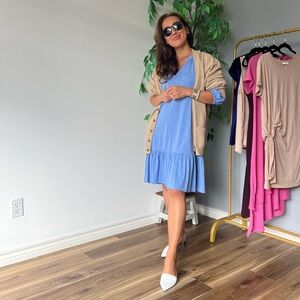 Lilla P Flame Modal 3/4 Sleeve Shirred Raglan Dress